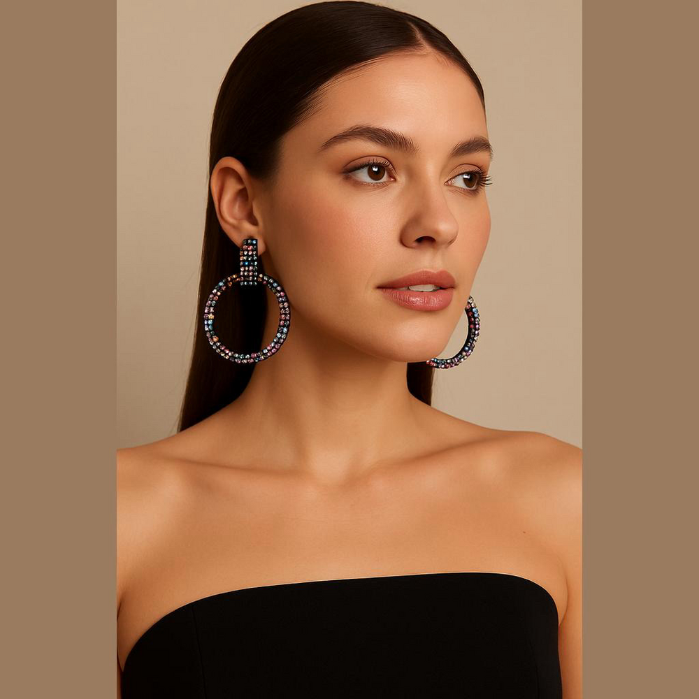 HOOP drop Multi-colored rhinestone earrings